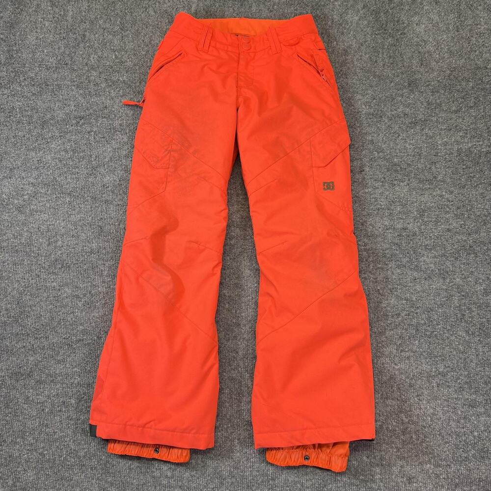 DC Snow Pants Womens 10 Orange 10K Waterproof Ski Snowboard Cargo Pockets Warm